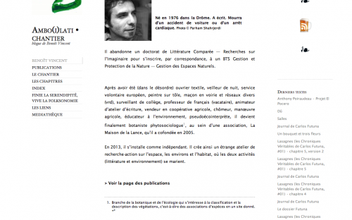 Présentation de Benoit Vincent sur son site. 