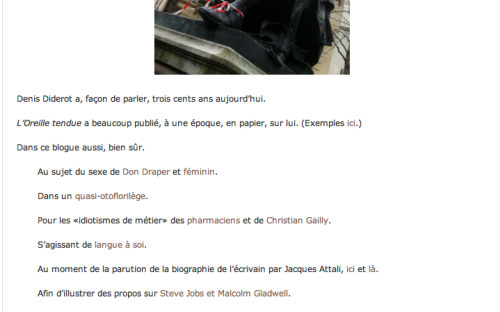 Extrait de «Tricentenaire de Diderot», 5 ocobre 2013, site L’Oreille tendue.