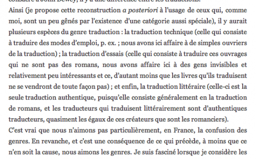 Extrait «De la littérature, et du reste.», 20/06/2013.