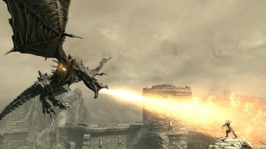 Image du dragon Alduin attaquant un château