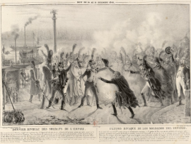 «Dernier bivouac des soldats de l’Empire. Dans la nuit du 14 au 15 Décembre» [extrait du journal Le Siècle], 1840